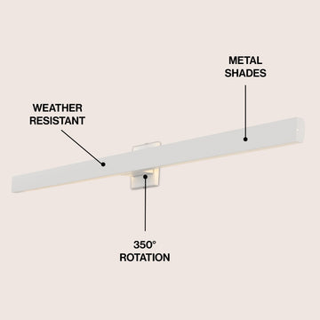 Vara 49.5" Modern Minimalist Indoor/Outdoor Metal 350-Degree Rotate Dimmable Integrated Linear LED Wall Sconce - JONATHAN Y